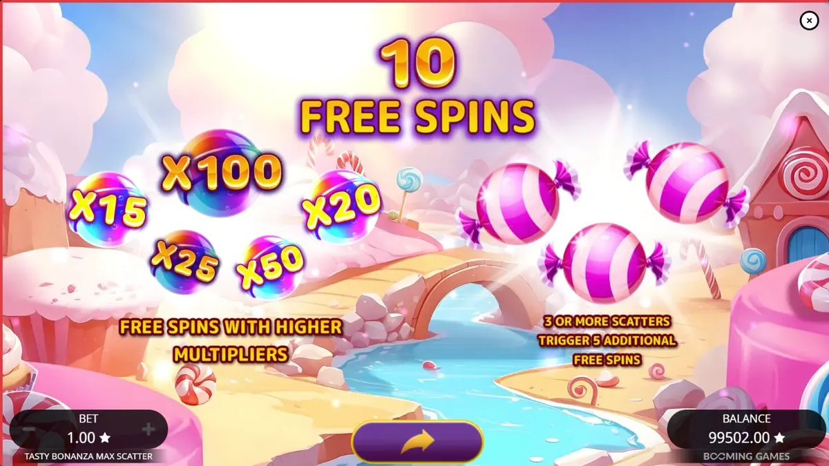 Tasty Bonanza Max Scatter slot game interface
